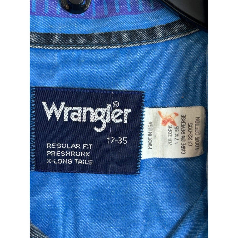 VTG Wrangler Brushpopper Blue Aztec Rodeo Cowboy Western Southwest Men's 17-35 - Picture 6 of 10